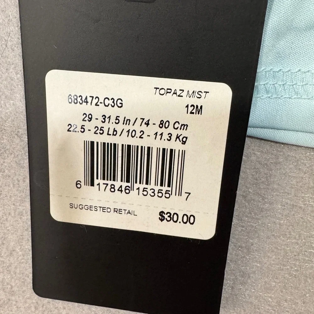 Hurley One-Piece Swimsuit Kids‎ 12M Topaz Mist Long Sleeve UPF 50+ Nike Dri-FIT